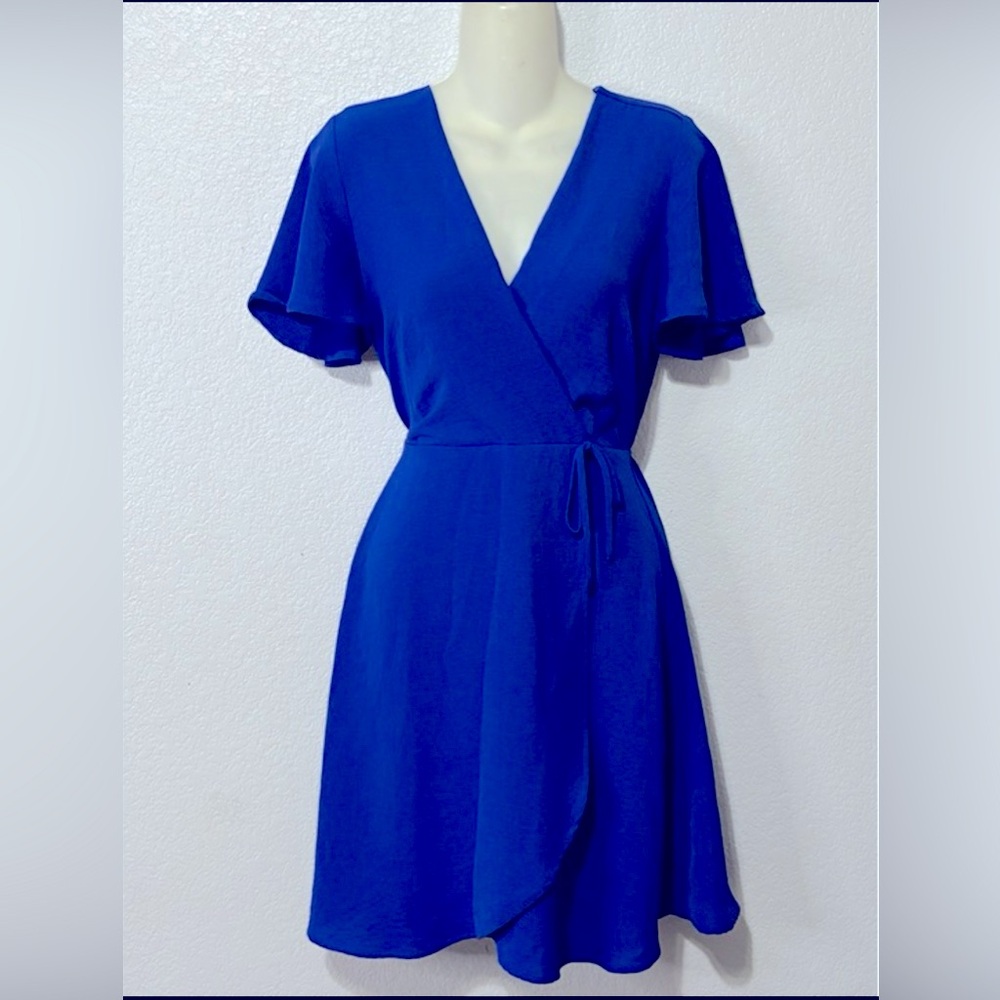 COPY - Monteau Blue Flutter Sleeve Wrap Sundress